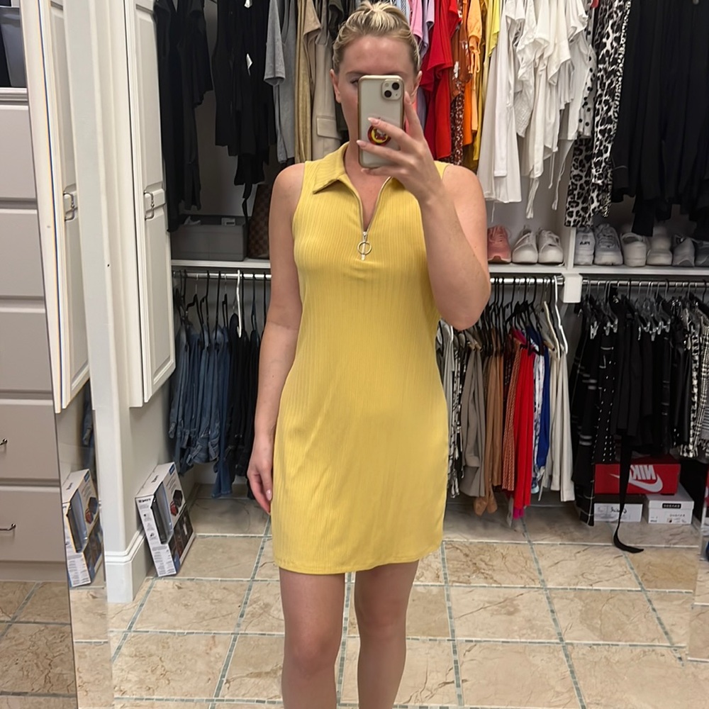 Elodie yellow collared dress with zipper